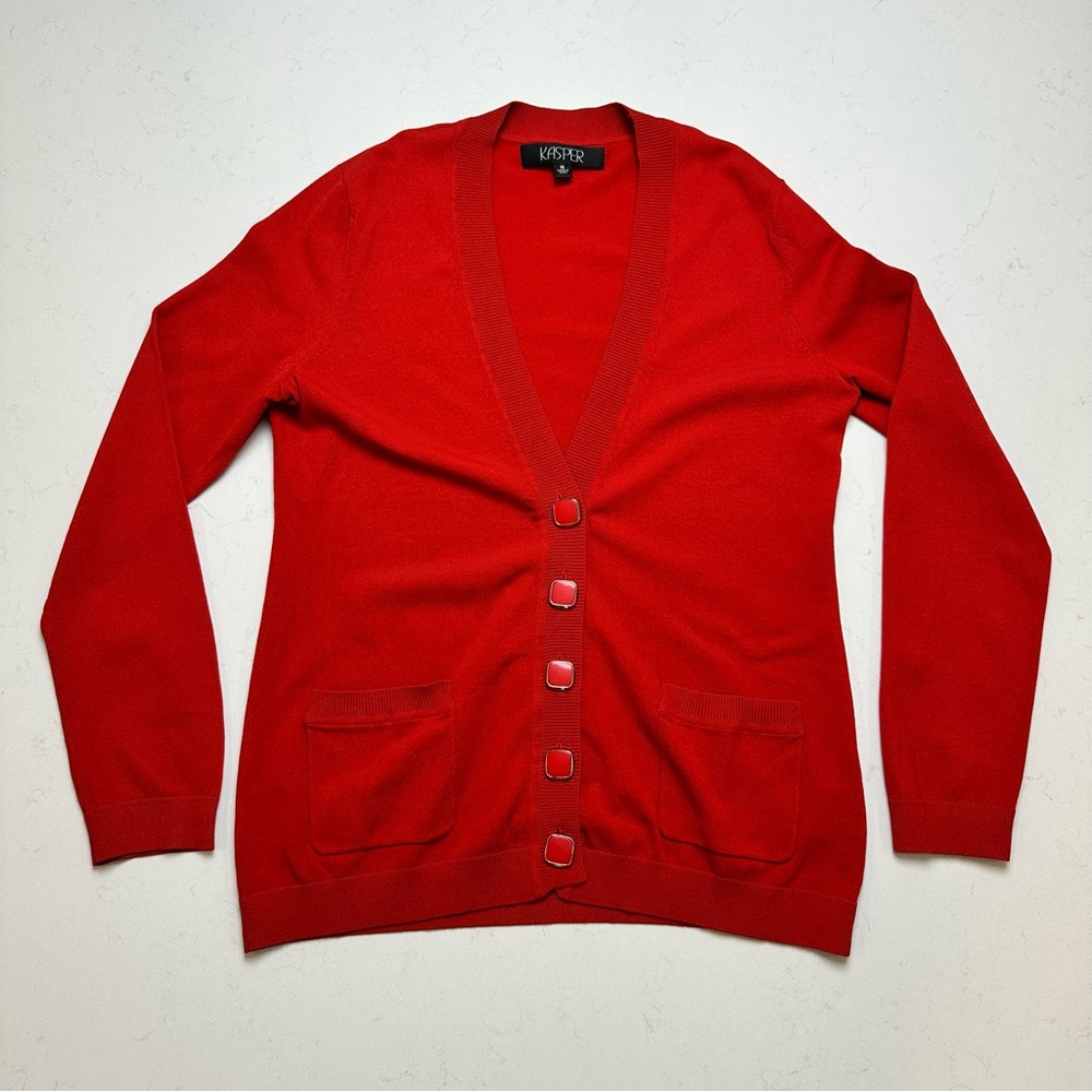 Kasper Women's Vibrant Red Cardigan Sweater